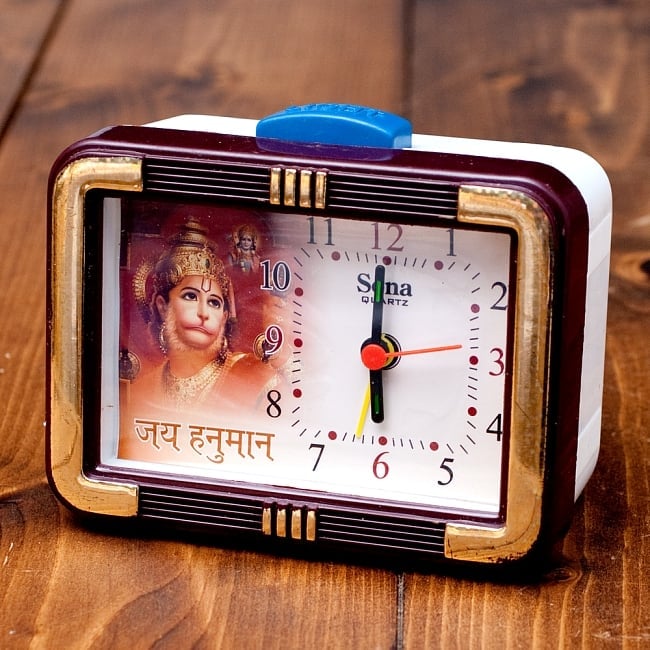 マントラ目覚まし時計 - ハヌマーン Jai・Hanumanの写真1枚目です。全体写真ですハヌマーン,置き時計,目覚まし時計,マントラ,ヒンドゥー教,神様,アラームクロック,テーブルクロック