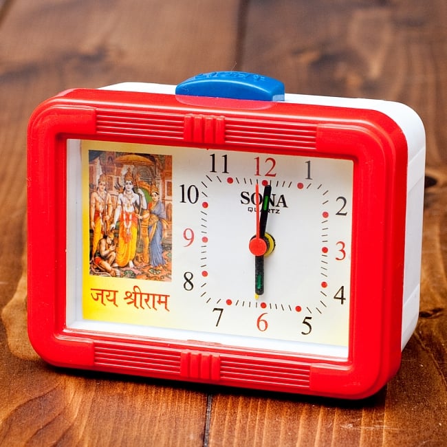 マントラ目覚まし時計 - ラーマヤナ Jai・Shree・Ramの写真1枚目です。全体写真ですラーマヤナ,ラーマ,シータ,ラクシュマナ,Ramayana,ハヌマーン,置き時計,目覚まし時計,マントラ,ヒンドゥー教,神様,アラームクロック,テーブルクロック