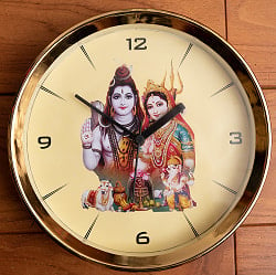 神様壁掛時計 -  Shiva Ganesh Parbati -シヴァ ガネーシャ パールバティ【インド現地クオリティ】の商品写真