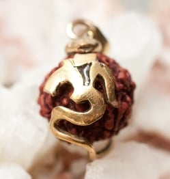 オーンとナーガに絡まれたルドラクシャのペンダントトップ - サブ2