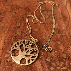 生命の木　Life of Tree の天然石ゴールドペンダントトップ -直径約3.5cm - サブ3