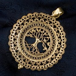 生命の木 Tree of Life のゴールドペンダントトップ -直径約4cm