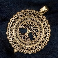 生命の木　Tree of Life のゴールドペンダントトップ -直径約4cmの商品写真