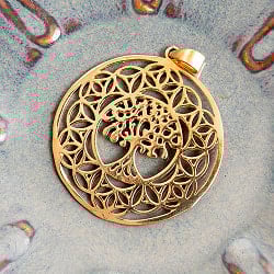 Flower of LifeとTree of Life のゴールドペンダントトップ
