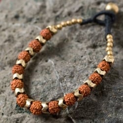 ルドラクシャとゴールドのブレスレット - サブ2