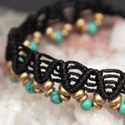 ビーズとターコイズのマクラメ編みブレスレット - サブ2