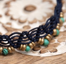 ビーズとターコイズのマクラメ編みブレスレット - サブ3