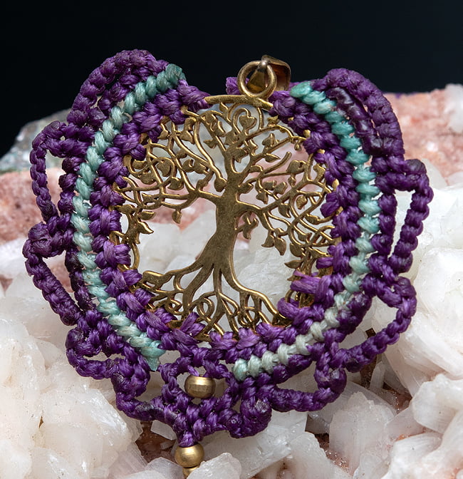 生命の木 Tree of Life のマクラメ ネックレス 15 - 選択7:紫と水色です