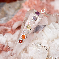 クリスタルと7チャクラペンデュラム　占いやダウジング　ヒーリングに使われるパワーストーンの振り子 - サブ2