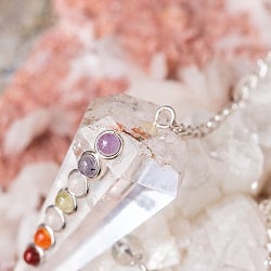 クリスタルと7チャクラペンデュラム　占いやダウジング　ヒーリングに使われるパワーストーンの振り子 - サブ3