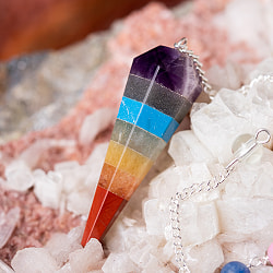 7チャクラのペンデュラム　占いやダウジング　ヒーリングに使われるパワーストーンの振り子 - サブ2