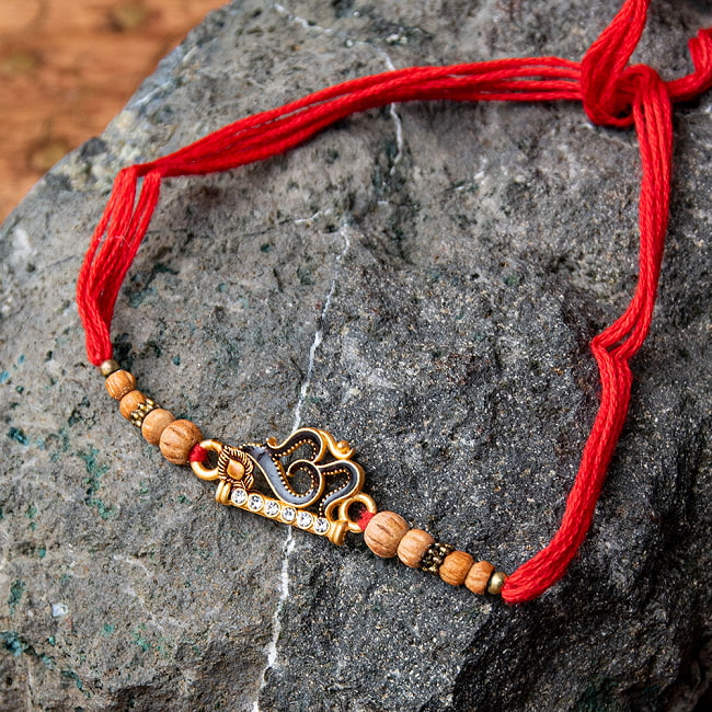 ラーキー - インドの紐ブレスレット オーンの写真ブレス, ブレスレット,アンクレット,ラクシャバンダン,Rakhi Bandhan