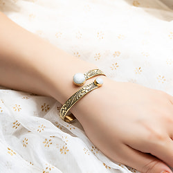 2つの天然石のメタルブレス　サークル - サブ5