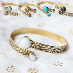 2つの天然石のメタルブレス　サークル(ID-ACS-426)