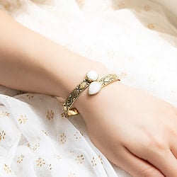 2つの天然石のメタルブレス　ティアドロップ - サブ5