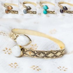 2つの天然石のメタルブレス　ティアドロップ(ID-ACS-427)