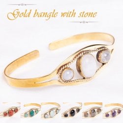 3つの天然石のメタルブレス(ID-ACS-440)