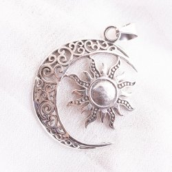 シルバー ペンダントトップ -太陽と月