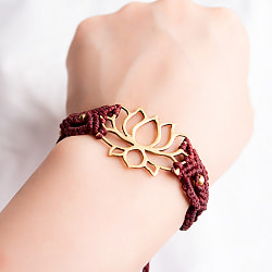 小さめモチーフロータス マクラメ編みブレスレット - サブ4