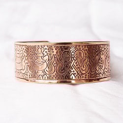 チベット密教　吉祥文様のメタルバングル　フリーサイズ - サブ3