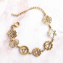 ゴールドカラーのシンプルデザイン　チャクラブレスレット　大 - サブ2