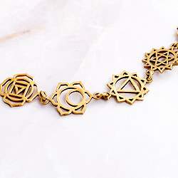 ゴールドカラーのシンプルデザイン　チャクラブレスレット　大 - サブ4