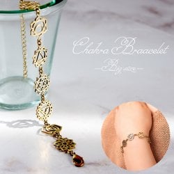 ゴールドカラーのシンプルデザイン　チャクラブレスレット　大