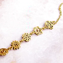 ゴールドカラーのシンプルデザイン　チャクラブレスレット　小 - サブ4