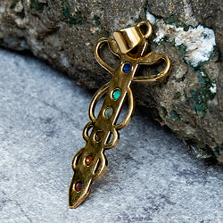 7つの天然石　カドゥケウスのペンダント 小 - サブ4