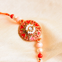 ラーキー - インドの紐ブレスレット　レッド×ピンク　ハート - サブ2