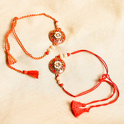 ラーキー - インドの紐ブレスレット　レッド×ピンク　ハート - サブ4