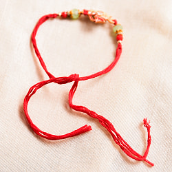 ラーキー - インドの紐ブレスレット　レッド×グリーン　オームと蓮 - サブ4