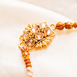 ラーキー - インドの紐ブレスレット　ゴールド四角形 - サブ2