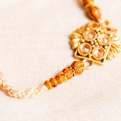 ラーキー - インドの紐ブレスレット　ゴールド四角形 - サブ3