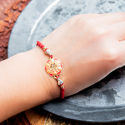 ラーキー - インドの紐ブレスレット　六角形　赤×ピンク - サブ5