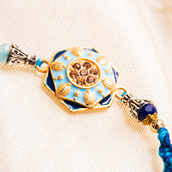 ラーキー - インドの紐ブレスレット　六角形　青×水色 - サブ2