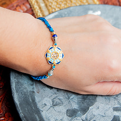 ラーキー - インドの紐ブレスレット　六角形　青×水色 - サブ5