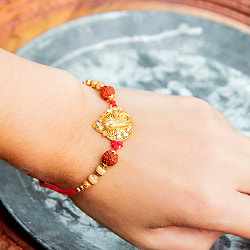 ラーキー - インドの紐ブレスレット　象の顔×ルドラクシャ - サブ5