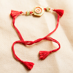 ラーキー - インドの紐ブレスレット　オリエンタルフラワー - サブ4