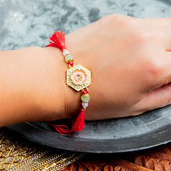 ラーキー - インドの紐ブレスレット　オリエンタルフラワー - サブ5