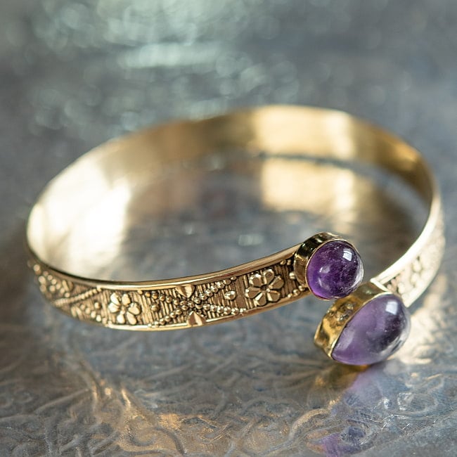 2つの天然石のメタルブレス　ティアドロップ 12 - 