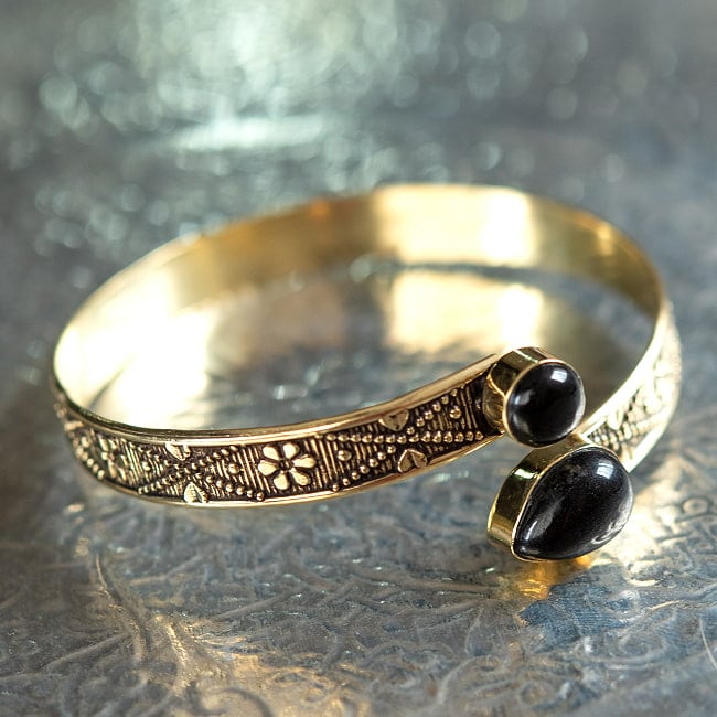 2つの天然石のメタルブレス　ティアドロップ 14 - 