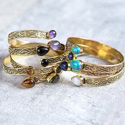 2つの天然石のメタルブレス　ティアドロップ - サブ3