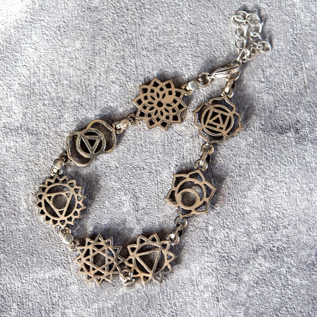 シルバーカラーのシンプルデザイン　チャクラブレスレット　大 3 - 全体図です。