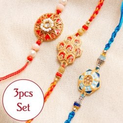 【選べる3個セット】ラーキー - インドの紐ブレスレット(SET-JEWE-45)