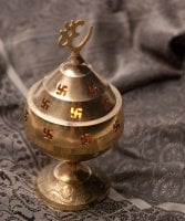 オーンと卍のオイルランプ 【約14cm】