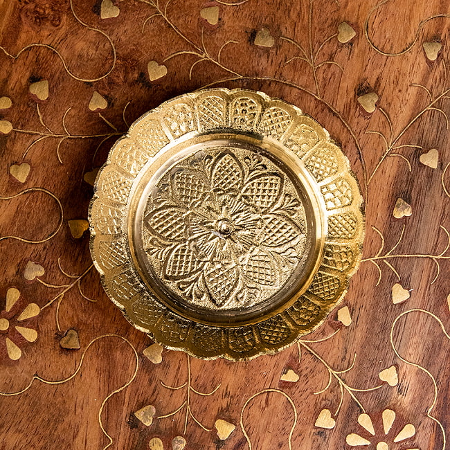 真鍮製の礼拝小皿 - Kinari Plate 直径：7cm程度の写真礼拝,puja,プージャ,風水,vaastu,