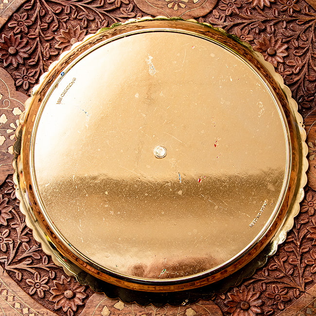 【約25.5cm】インドの礼拝皿 プージャターリー 孔雀 7 - 裏面です。