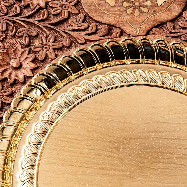 【約20cm】インドの礼拝皿 プージャターリー シンプル 2 - 細部を見てみました。