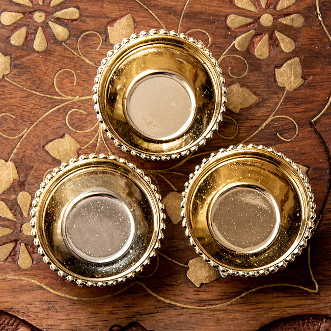 【3個セット】インドの礼拝用ミニボウル mina bowl 2 - 色粉やお米を入れるのに用いられます。
